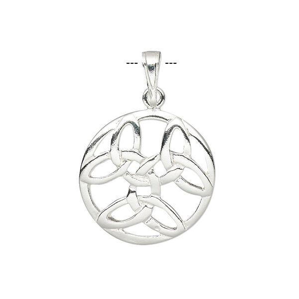 Pendant, Everyday Jewelry, sterling silver, 20mm single-sided round with Celtic knot design. Sold individually. image number 0