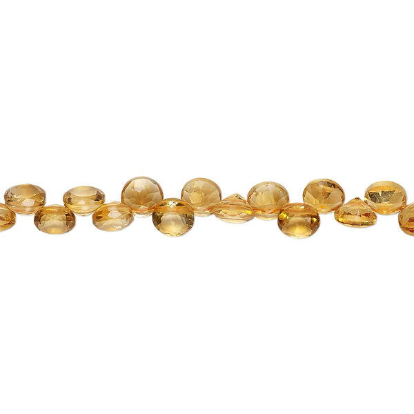 Citrine 1pkg1, hand-cut top-drilled faceted round bead 5 inch 4x3mm-5x4mm image number 0