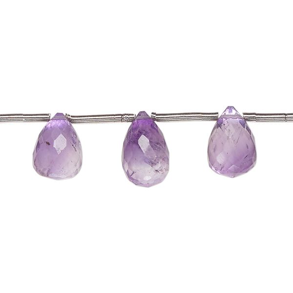 Amethyst 1pkg16, hand-cut top-drilled faceted briolette bead natural 9x6mm-12x7mm image number 0
