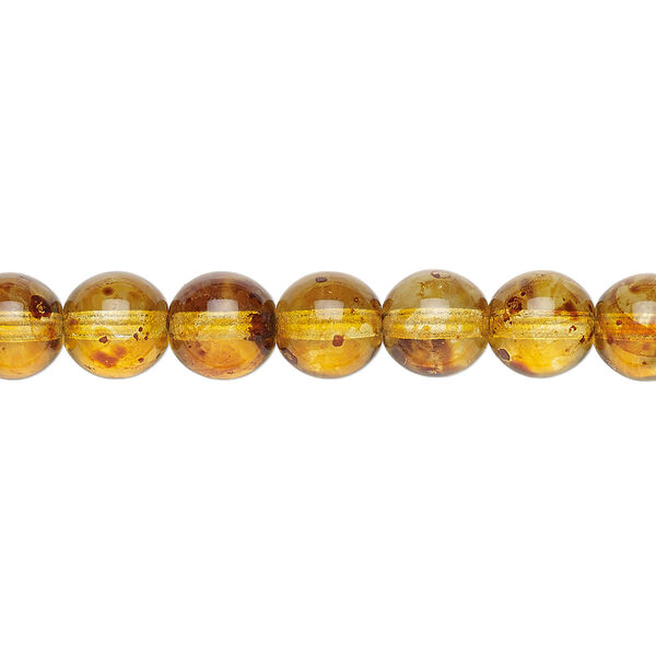 Bead, Czech glass druk, translucent tortoise luster, 8mm round. Sold per 15-1/2" to 16" strand. image number 0