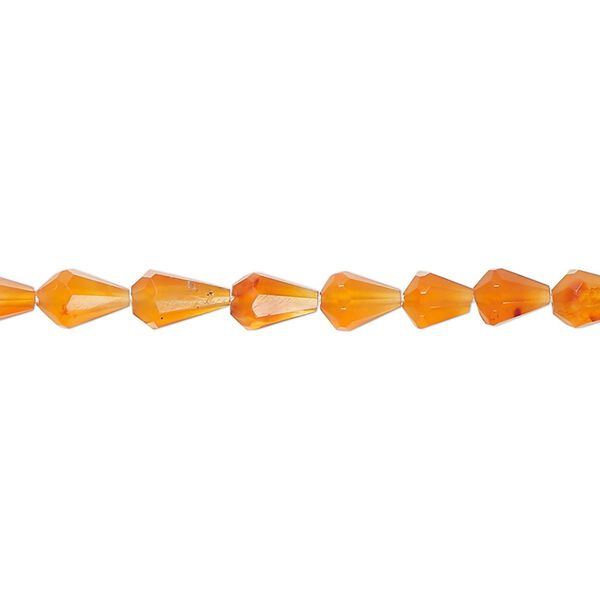 Carnelian 1pkg1, hand-cut faceted teardrop bead 14 inch 6x4mm-7x5mm image number 0