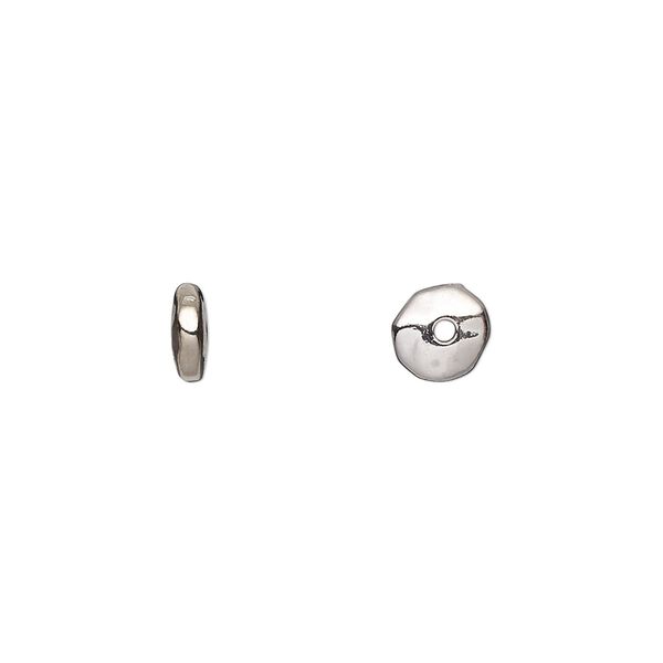 Bead, TierraCast®, white bronze-plated pewter (tin-based alloy), 6.5x2.5mm dimpled freeform rondelle. Sold per pkg of 100. image number 0