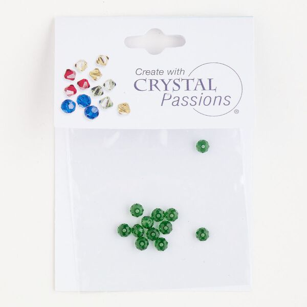 Bead 12pk dark moss green, Crystal Passions® 4mm rondelle 5040 image number 0