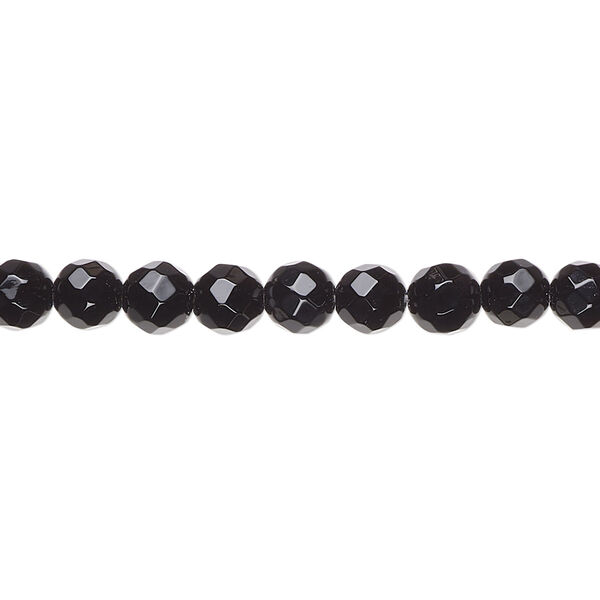 Black onyx 1pkg1, faceted round bead 15.5-16 inch 5mm image number 0