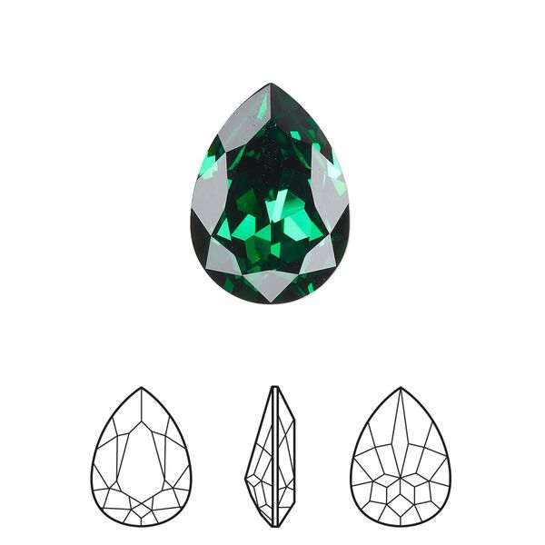Fancy stone 1pk majestic green foil back, Crystal Passions® 18x13mm pear 4320 image number 0