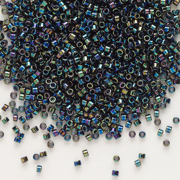 Seed bead, Delica®, glass, pkg/50g, #11 round, opaque rainbow black (DB-0005). image number 0