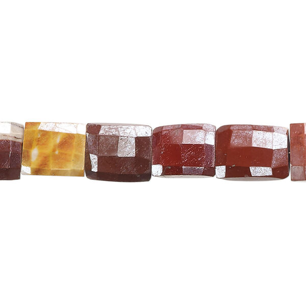 Moukaite jasper 1pkg1, hand-cut faceted puffed square / rectangle bead 7 inch 8x7mm-12x9mm image number 0
