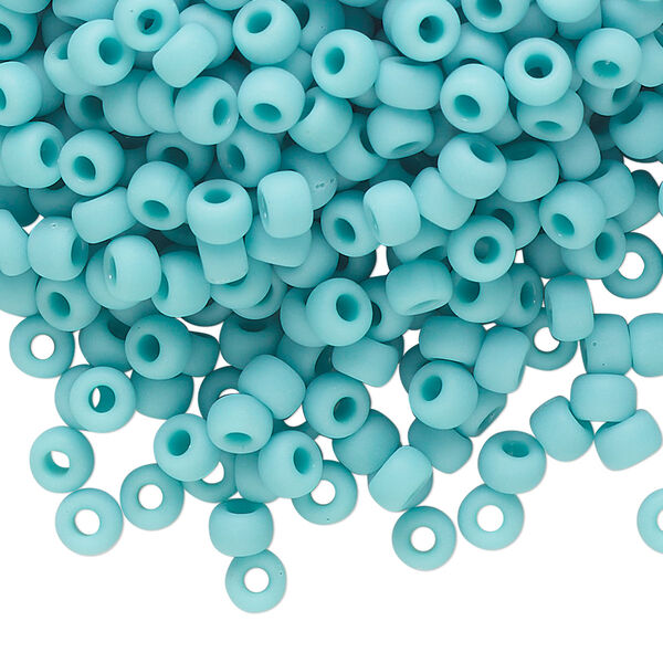 Seed bead, Miyuki, glass, pkg/250g, #6 rocaille, opaque matte sea opal, (RR-412L/F). image number 0
