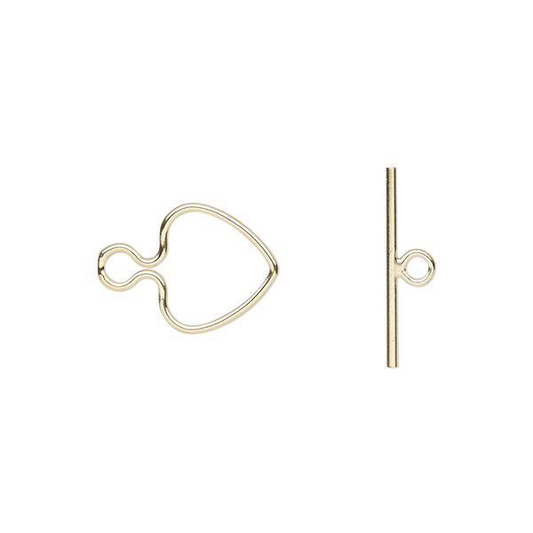 Clasp, toggle, 14Kt gold-filled, 11x10mm heart. Sold individually. image number 0