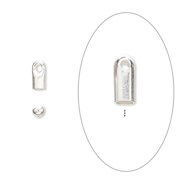 Cord end, glue-in, sterling silver, 7x3mm with 2.5mm inside diameter. Sold per pkg of 8. image number 0