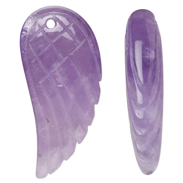 Amethyst 1pkg1, hand-cut top-drilled 2-sided wing focal natural 38x18mm-40x19mm image number 0
