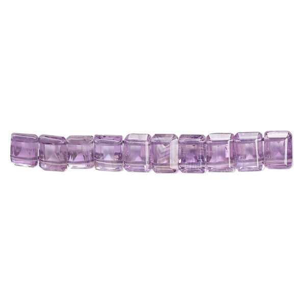 Amethyst 1pkg10, hand-cut faceted emerald-cut bead natural 7x5mm image number 0