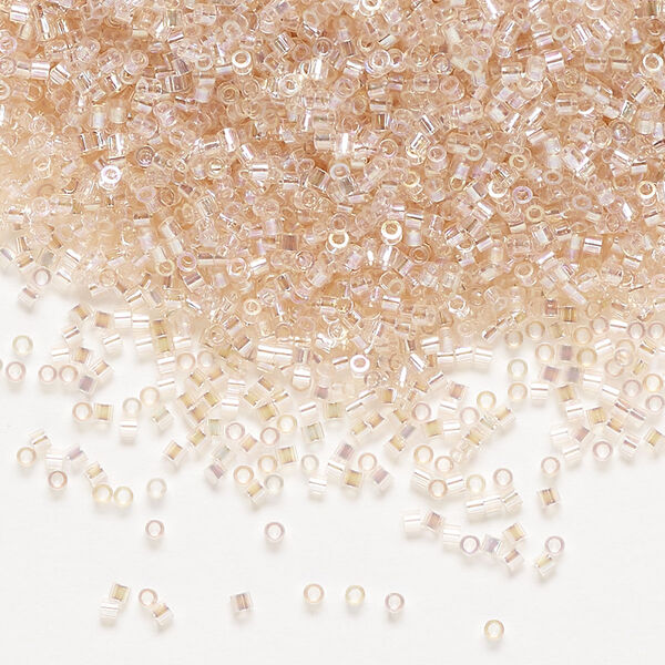 Seed bead, Delica®, glass, pkg/250g, #15 round, translucent rainbow pink mist (DBS-1243). image number 0