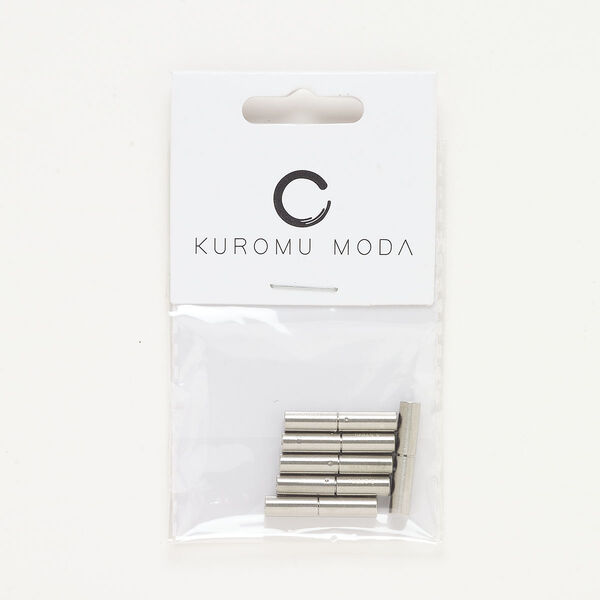 Clasp, pop-style, stainless steel, 21x4mm glue-in round tube, 3mm inner diameter. Sold per pkg of 6. image number 0