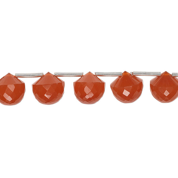 Carnelian 1pkg5, hand-cut top-drilled faceted teardrop bead 7x7mm-8x8mm image number 0