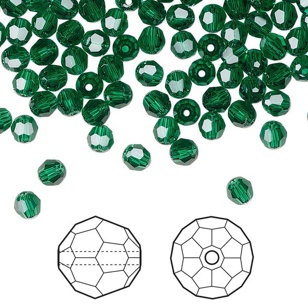 Bead 12pk majestic green, Crystal Passions® 4mm round 5000 image number 0
