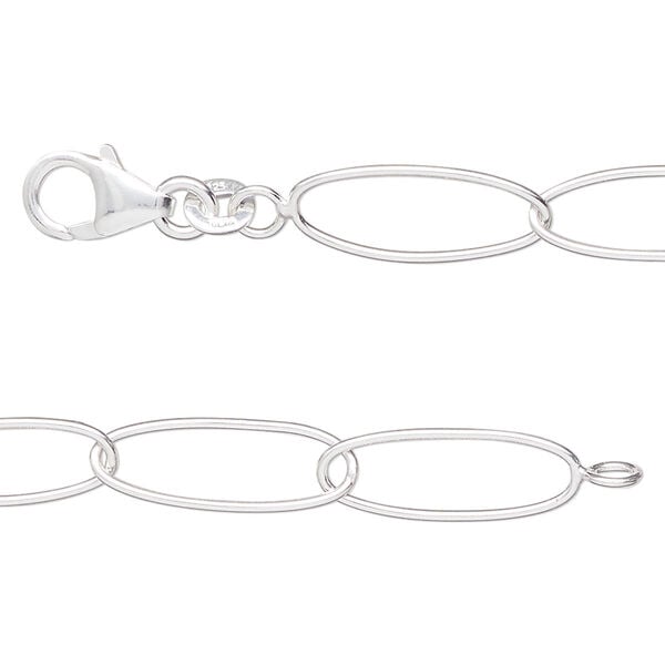 Sterling silver 1pkg1, oval chain 18 inch 8mm image number 0