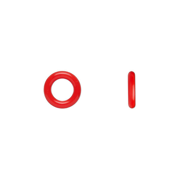 Component, Oh! Ring™, silicone, red, 10mm round with 6mm hole. Sold per pkg of 300. image number 0