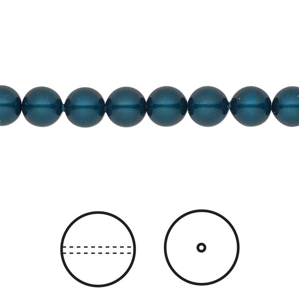 Pearl 500pk petrol, Swarovski® 6mm round 5810 image number 0