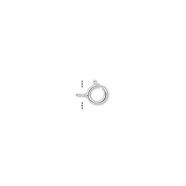 Clasp, springring, sterling silver and steel, 5mm with open loop. Sold per pkg of 10. image number 0