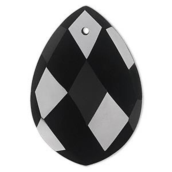 Black onyx 1pkg1, top-drilled faceted teardrop focal B grade, 50x35mm image number 0