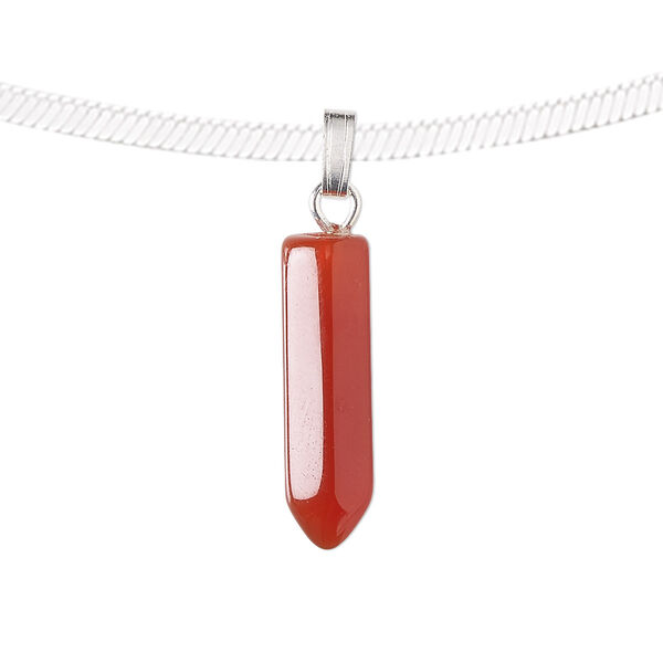 Carnelian / "pewter" (zinc-based alloy) 1pkg1, silver-plated point pendant 21x6mm image number 0