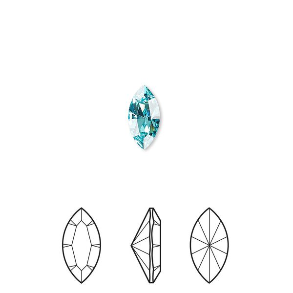 Fancy stone 4pk light turquoise foil back, Crystal Passions® 10x5mm navette 4228 image number 0
