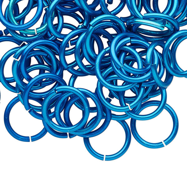 Jump ring, anodized tempered aluminum, light blue, 12mm round, 9.2mm inside diameter, 15 gauge. Sold per pkg of 100. image number 0
