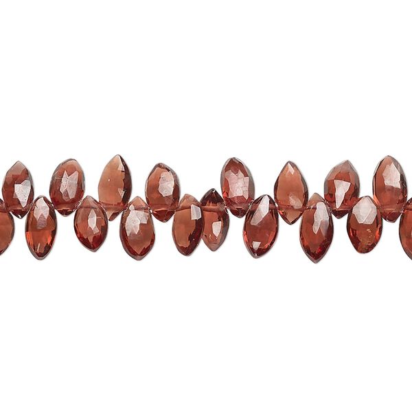 Garnet 1pkg1, hand-cut top-drilled faceted puffed marquise bead natural 7 inch 6x3mm-7x4mm image number 0