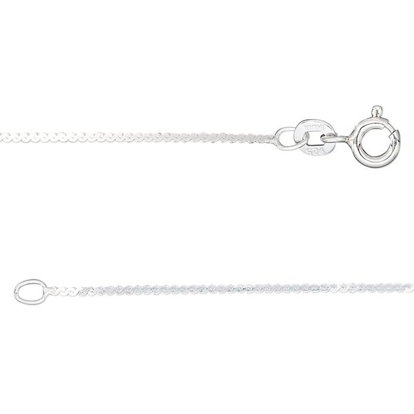 Chain, Gossamer™, sterling silver, 1mm serpentine, 24 inches. Sold individually. image number 0