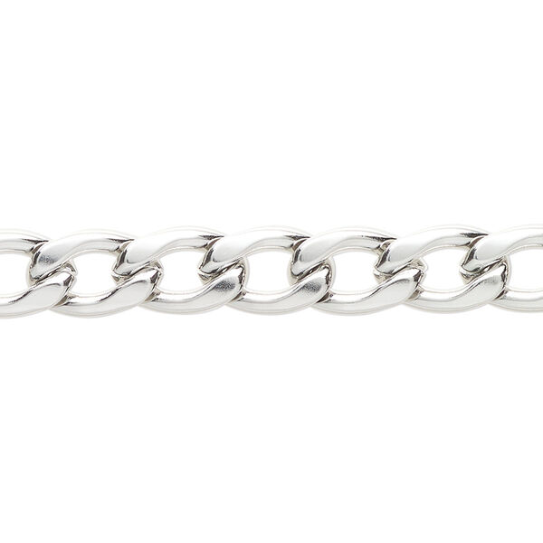 Chain, stainless steel, 7.2mm flat curb. Sold per 5-foot section. image number 0