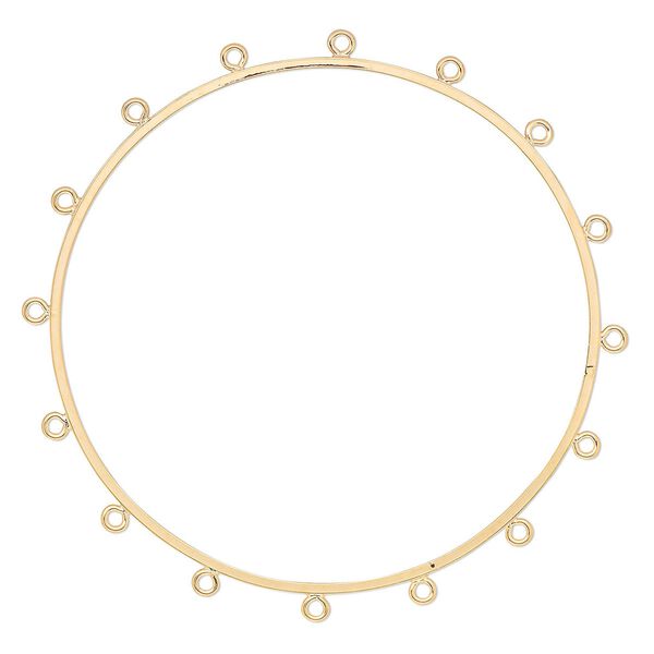 Bracelet component, bangle, gold-plated brass, 2mm wide with 16 closed loops, 9 inches. Sold individually. image number 0