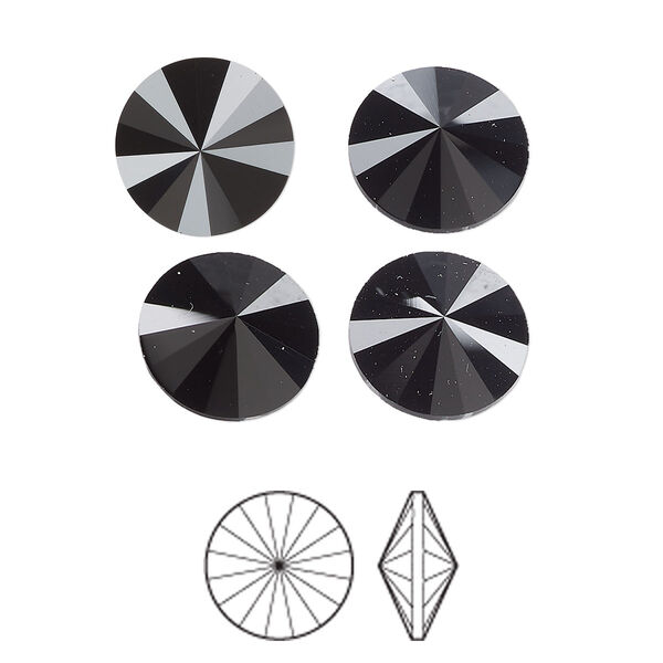 Chaton 144pk jet, Preciosa MAXIMA Czech crystal rhinestone 12mm rivoli image number 0