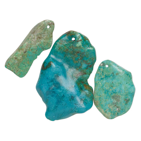 Turquoise 1pkg3, top-drilled flat-sided nugget focal mix large to gigantic image number 0
