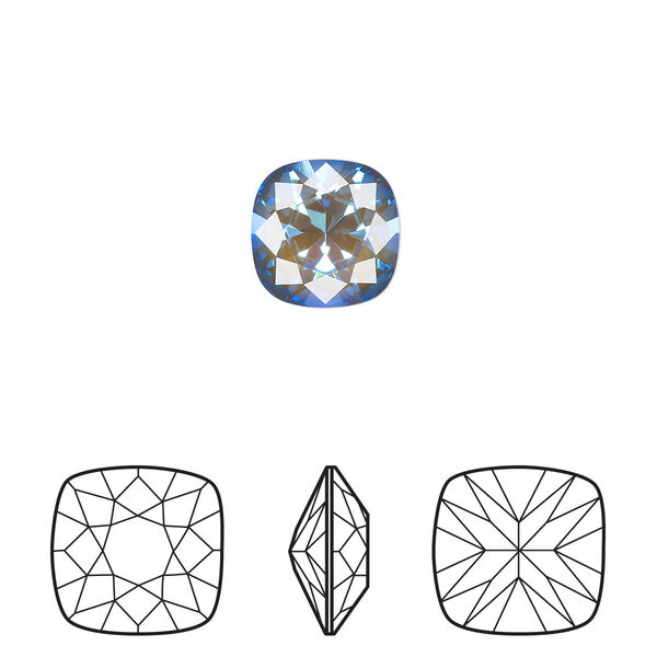 Fancy stone 2pk crystal army green DeLite, Crystal Passions® 10mm cushion 4470 image number 0
