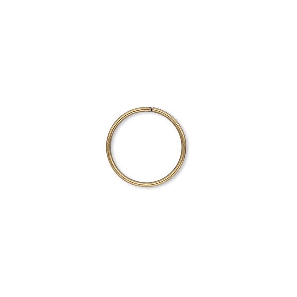 Jump ring, antique gold-plated brass, 12mm round, 10.4mm inside diameter, 20 gauge. Sold per pkg of 500. image number 0