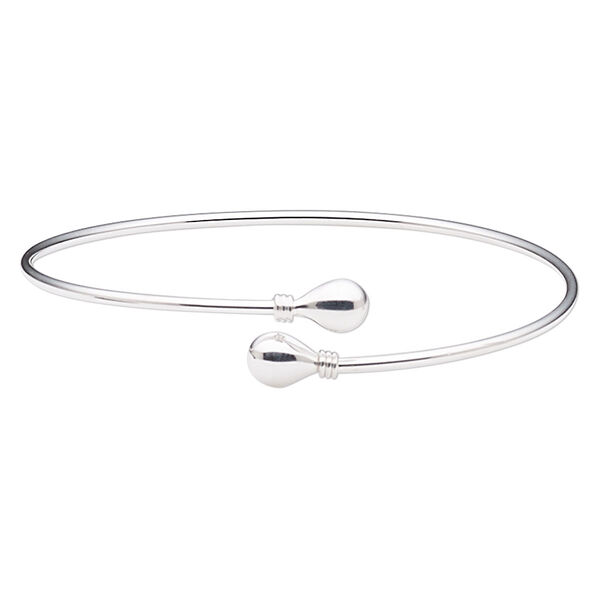 Bracelet, cuff, Create Compliments®, sterling silver, 2mm wide with 9x7mm teardrop, 8-inch adjustable. Sold individually. image number 0