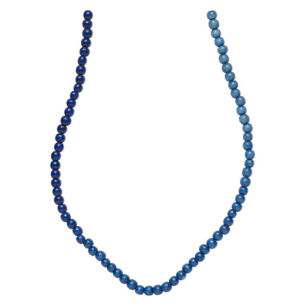 Bead, Taiwanese cheesewood (dyed / waxed), blue ombre, 6mm round. Sold per pkg of (2) 15-1/2" to 16" strands. image number 0