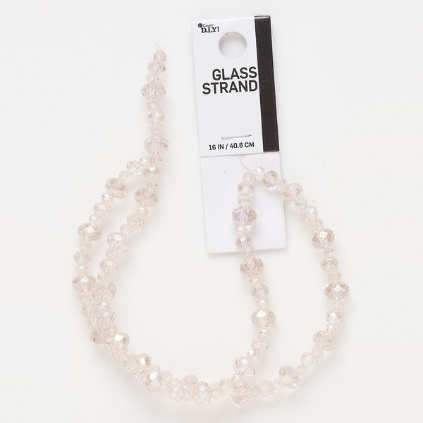 Bead, glass, transparent pink, 8x6mm / 6x4mm / 4x3mm rondelle. Sold per 16-inch strand. image number 0