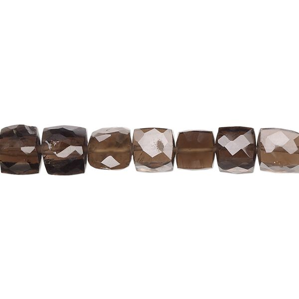 Smoky quartz 1pkg1, hand-cut faceted cube bead 10 inch 5-6mm image number 0