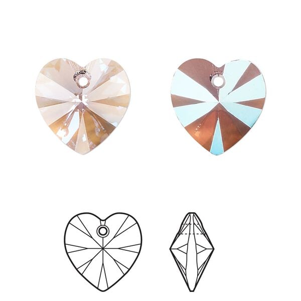 Drop 2pk light amethyst shimmer, Crystal Passions® 14mm pendant heart 6228 image number 0