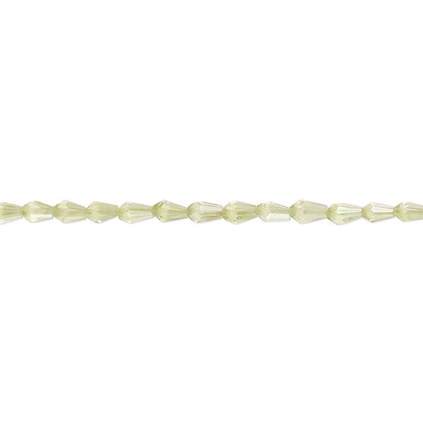 Peridot 1pkg1, hand-cut faceted teardrop bead natural 14 inch 3x2mm-4x3mm image number 0