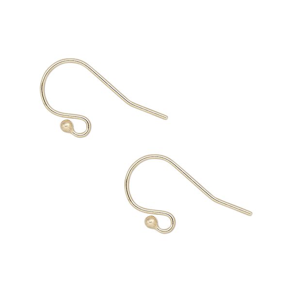 Ear wire, 14Kt gold-filled, 11mm fishhook with 2mm ball and open loop, 20 gauge. Sold per pair. image number 0