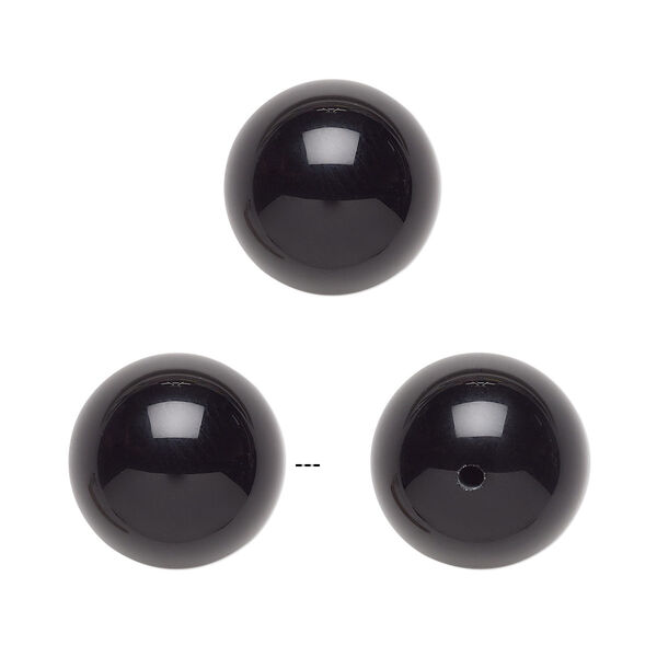 Black onyx 1pkg2, half-drilled round bead B grade, 12mm image number 0