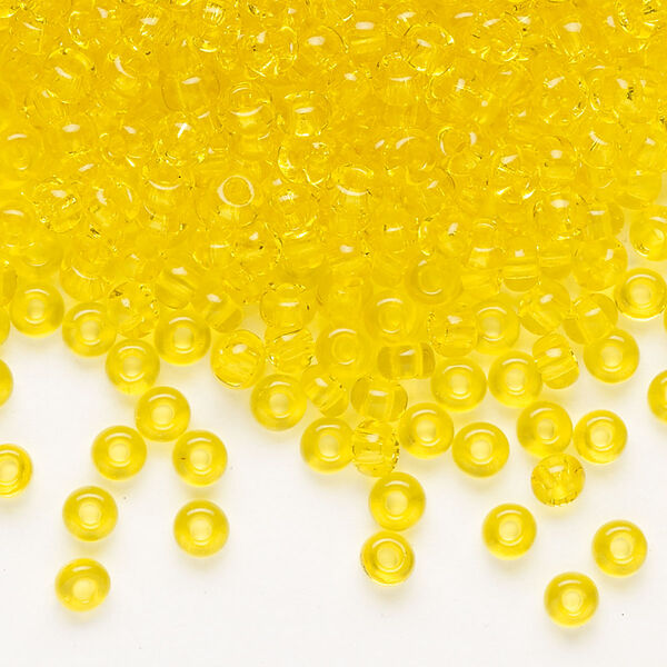 Seed bead, Preciosa Ornela Czech glass, pkg/500g, #6 rocaille, transparent yellow amber, (80010). image number 0