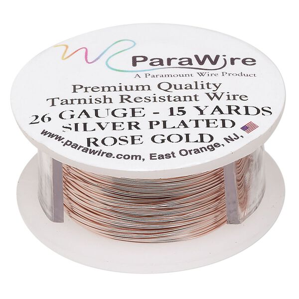 Wire, ParaWire™, rose gold-finished copper, round, 26 gauge. Sold per 15-yard spool. image number 0