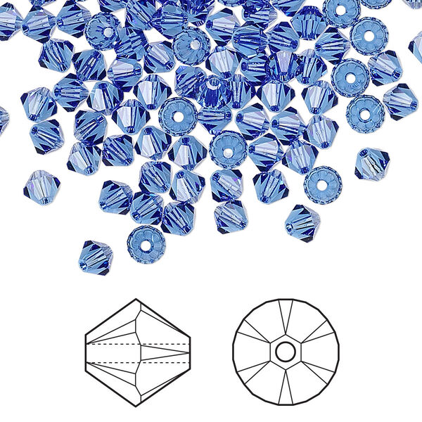 Bead 1440pk sapphire, Swarovski® 4mm XILION bicone 5328 image number 0