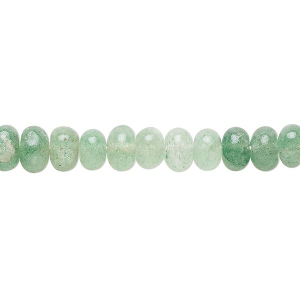Bead, green aventurine (natural), 6x4mm-7x6mm hand-cut rondelle, C+ grade, Mohs hardness 7. Sold per 14-inch strand, approximately 75 beads. image number 0