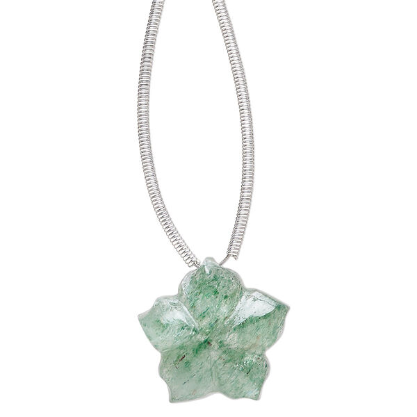 Green aventurine 1pkg1, hand-cut top-drilled 2-sided carved flower bead natural B grade, 16x16mm image number 0