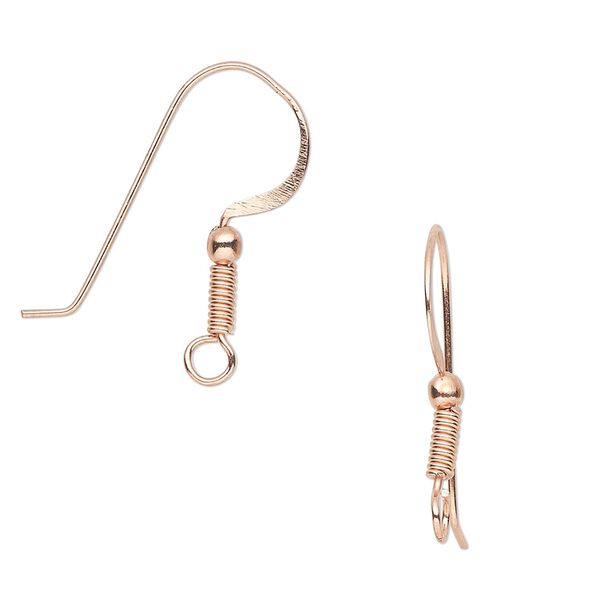 Ear wire fishhook 1pkg50 copper-plated, 23mm flat / 2-3mm ball / open loop, 21 gauge copper 25 pair image number 0